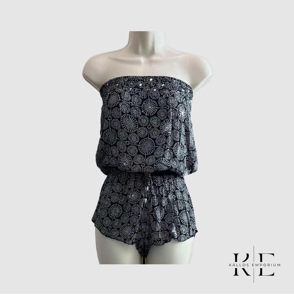 Chach Black Strapless Romper